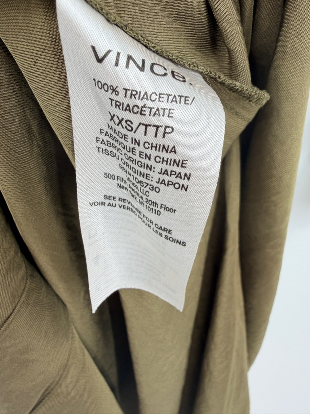Vince Wrap Shirt Dress Olive Taupe Tie Waist Minimalist Luxury XXS - Picture 6 of 7